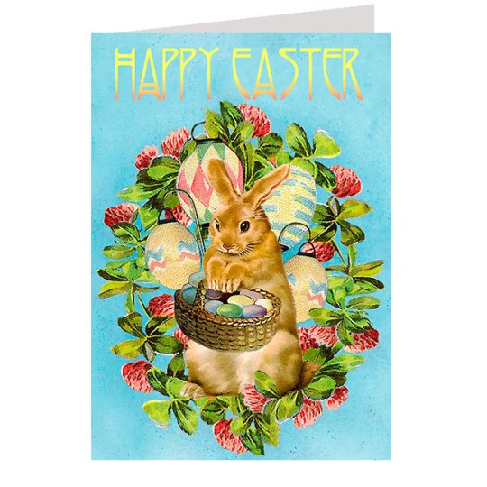 Bunny with Egg Basket Easter Card ~ England